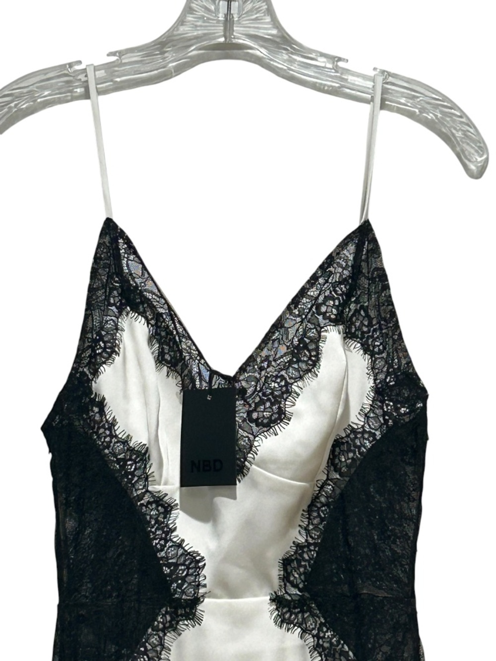 NWT NBD White Dress with Black Lace Women's Size S Small New with tag - Picture 3 of 9